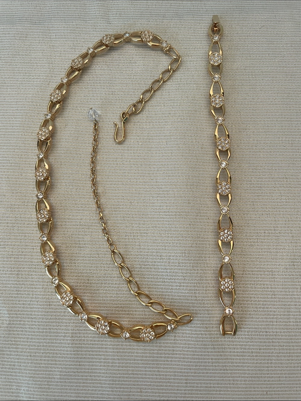 Swarovski Gold Tone Floral Crystal Necklace and Bracelet Set